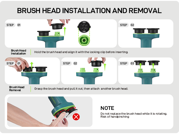 Brush head installation and removal