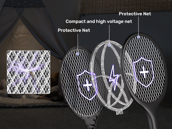 Electric Fly Swatter 4000V Bug Zapper Racket Dual Modes Mosquito Killer