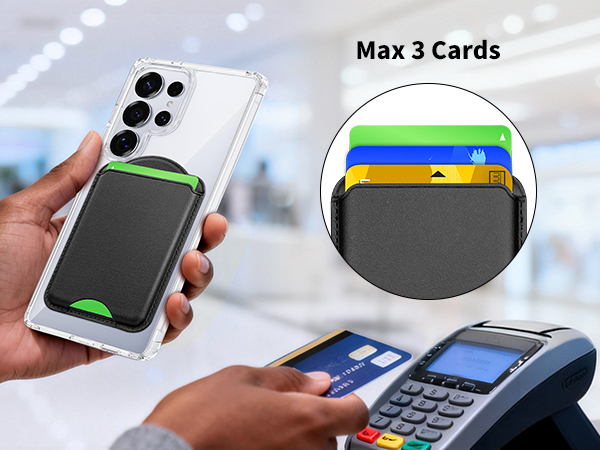 Magnetic Wallet Card Holder for Samsung and iPhone compatible magsafe Black