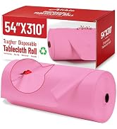 Plastic Table Cloth, 310 Ft X 54 in Plastic Table Cloth Disposable Pink Tablecloth with Any Cut S...