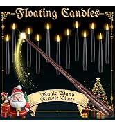 NURADA Floating Candles for Christmas Decorations - LED Hanging Flameless Taper Candles with Magi...