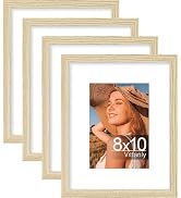 Vittanly 8x10 Picture Frames Set of 4, Display Pictures 5x7 with Mat or 8x10 without Mat, Enginee...