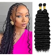 Eerya Long Curly Braiding Hair 18 Inch 2 Packs Ocean Wave Crochet Hair for Black Women Deep Wave ...