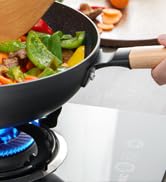 BEZIA Nonstick Wok Pan with Lid, 12 Inches Wok and Stir Fry Pan, Non Stick Wok with Flat Bottom a...