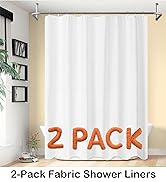 Barossa Design 2-Pack Fabric Shower Curtain Liners Lightweight - White Cloth Shower Liners with M...