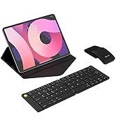 DELUX PockCombo Wireless Keyboard and Mouse with Protective Case, Foldable Bluetooth Keyboard, 2-...