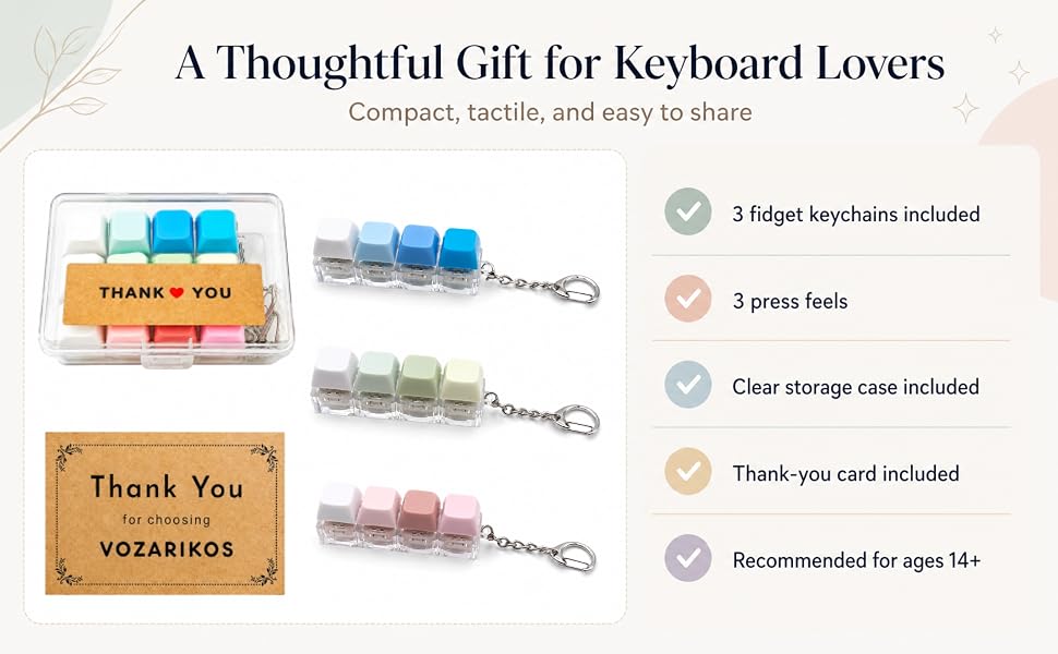 VOZARIKOS keyboard fidget gift set with case and card
