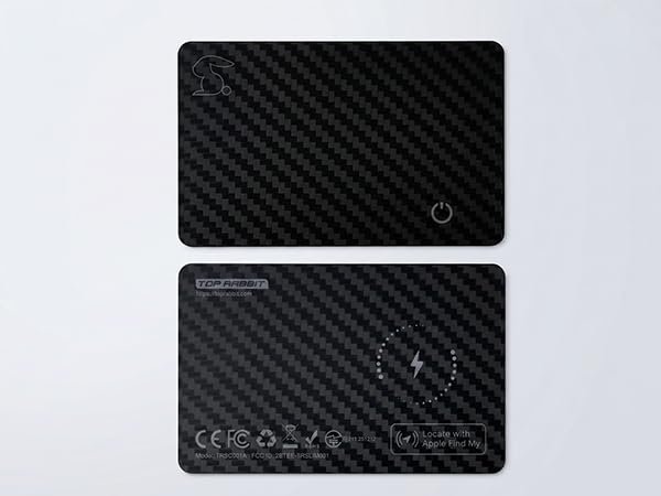 TRSC001CF-Front and back view of carbon fiber tracker card
