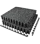 AIRHOP 0.56in Thick 48 Sq Ft Exercise Equipment Mats, 12 Tiles Upgraded Rubber Top with High Dens...