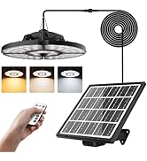 CLY Solar Lights for Shed Motion Sensor Pendant Light, 2700K-6500K Remote Control Timer Memory Fu...