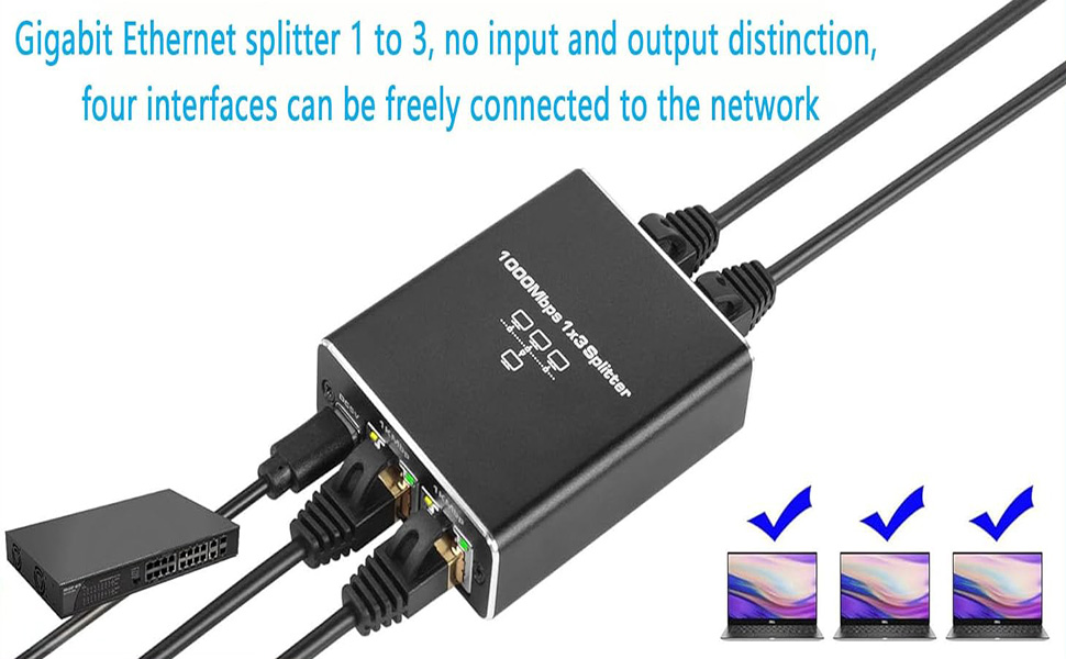 Gigabit Ethernet Splitter 1 to 3