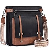 Roulens Crossbody Bags for Women,Multi Pocket Crossbody Purses Soft Leather Shoulder Handbags Tra...