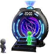 Star Projector Galaxy Light, Astronaut Galaxy Projector with Plasma Globe, Time Alarm Clock, Whit...