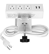 Desk Clamp Power Strip, Desktop Power Outlet Clamp Mount with 2 USB Ports, 3 AC Outlets, Mountabl...
