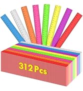 312 Pack Plastic Ruler 12 Inch in Bulk, Plastic Rulers in Assorted Colors, Clear Rulers with Inch...