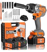 Bingoway 900N.m Brushless Cordless Impact Wrench 1/2", 4-in-1 High Torque 21V Power Electric Impa...
