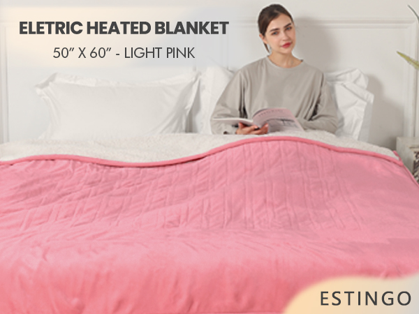 ELETRIC HEATED BLANKET 50”X 60" - LIGHT PINK