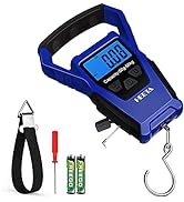 HEETA Waterproof Fish Scale Digital with Backlit LCD Display, 110lb/50kg Portable Hanging Scale F...
