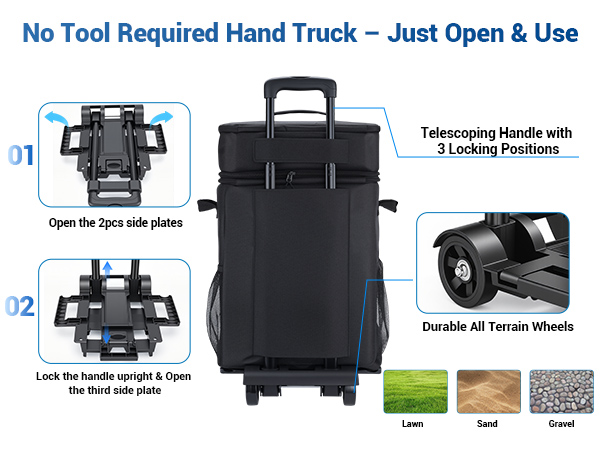 Collapsible Wheeled Soft Sided Cooler with Detachable Rolling Cart Insulated Bag