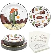 RVXHUA 150PCS Cowboy Birthday Party Decorations - Western Themed Paper Plates and Napkins for 50 ...
