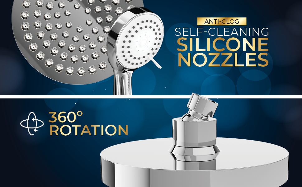 high pressure strong silicon shower head chrome 