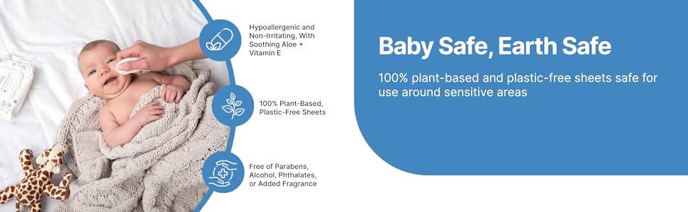 Baby safe and earth safe, made with 100% plant-based and plastic-free sheets