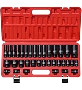 TUZkozs 35 PC 1/2" Drive Impact Socket Set, Metric Shallow(8mm-32mm) &amp; Deep(10-32 mm) Standard Si...