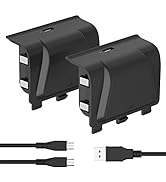 Y Team Rechargeable Battery Pack for Xbox One, 2x1200mAH Battery Pack with 4FT 2 in 1 Micro USB C...