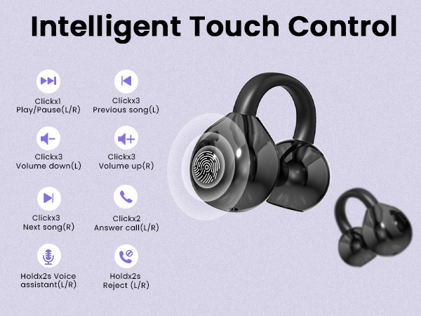 Lightweight Open Ear Headphones with Mic 60H Battery,Waterproof, for Small Ears &amp; Glasses Wearers