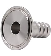 DERNORD 1.5" Tri Clamp to 0.75" Hose Barbed Adapter SUS304 Sanitary Hose Pipe Fitting (3/4 Inch B...