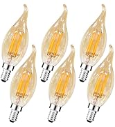 Qualilux Dusk to Dawn Candelabra LED Bulbs, CA11 Vintage Amber Glass Bulbs, Candle Flame Tip, Amb...