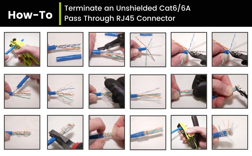 How to terminate a Cat6/6A Pass through connector