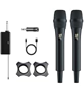 Doslnlya Dual UHF Wireless Microphone System - 2 Handheld Mics, 160ft Range, Noise Cancelling &amp; R...