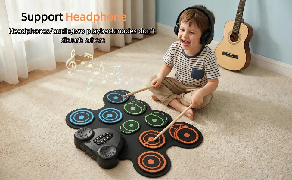 the headphone jack allows quiet practice, making it a parent-approved present for the season