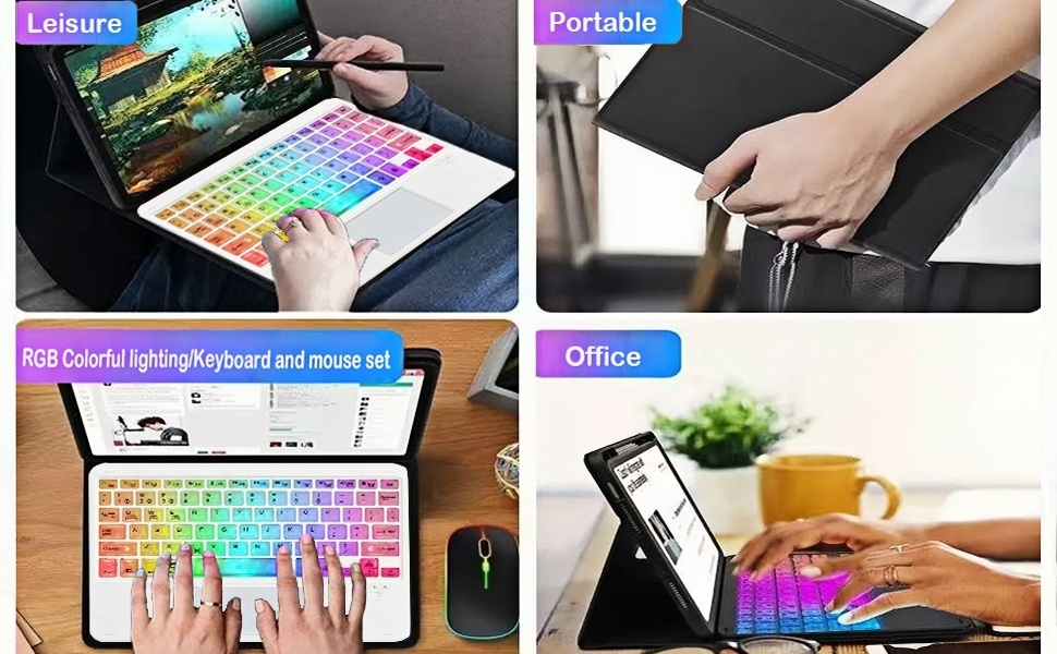 7-Color Backlit Ultra-Slim Transparent Bluetooth Keyboard with Built-in Touchpad and Mouse