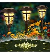 Solar Pathway Lights Outdoor 6 Pack, PEVOROS Warm White Solar Lights Outdoor Waterproof, Bronze F...