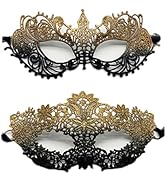 TFTSR Masquerade Masks for Women Couples,Men Mardi Gras Mask,Girls Black Gold Lace Eyes Costume,A...