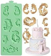 KALAIEN Baroque Silicone Molds Scroll Fondant Molds,1 Pcs Clay Mold for Air Dry,Crafts,Resin,Plas...