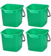 Peohud 4 Pack Sanitizing Buckets, 3 Quart Small Cleaning Buckets, Square Detergent Pail with Spou...
