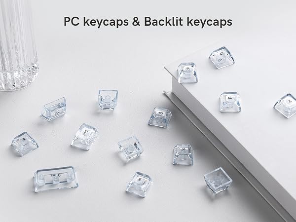 White Crystal jelly keycaps,thick pc keyboard caps