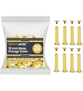 20 Pack of Chicago Screw Post Binding Screws, 18mm Brass Plated Metal Screw Posts for Scrapbookin...