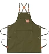 ARBINSON Chef Aprons for Men Women Canvas Apron with Large Pockets and Adjustable Neck Strap for ...
