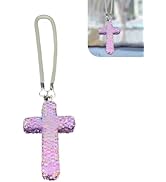 Ferianl Bling Cross Car Rear View Mirror, Crystal Rhinestone Rear View Mirror Pendant, Religious ...