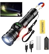 iodoo 3 in 1 Rechargeable Flashlight True 5000 Lumens Outdoor Strong Cob Light, 5000mAh Zoomable ...