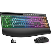 Trueque Wireless Keyboard and Mouse Combo, 4000mAh Rechargeable Backlit Keyboard with Wrist Rest ...