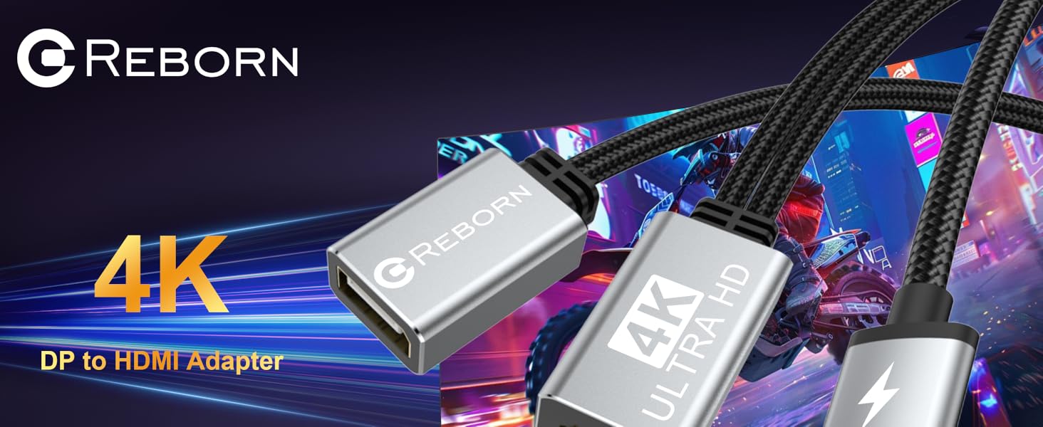 Reborn Active HDMI to DisplayPort Adapter