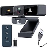 4K Zoomable Webcam with Remote Control, Vitade 8MP Sony Sensor Webcam with Microphone and 4X Digi...