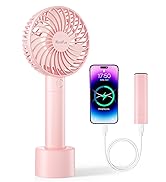 HandFan Portable Handheld Fan with Portable Charger, Rechargeable Personal Fan with Charging Base...