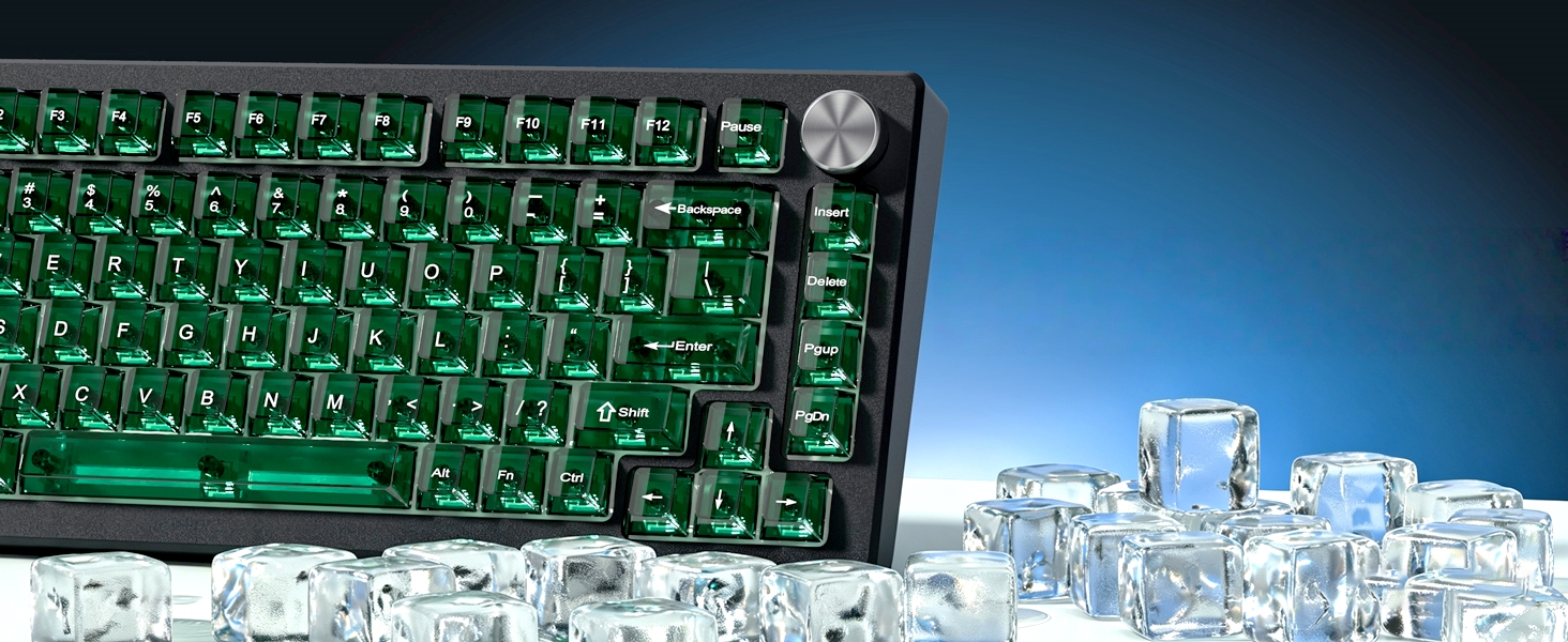 Dark Green Clear keycaps,Transparent keycaps,Crystal Jelly Key Cap Set,Shine Through Key caps