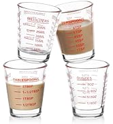 Shot Glasses Measuring Cup Set 4PACK Espresso Shot Glasses Liquid Heavy Glass 26-Incremental Meas...